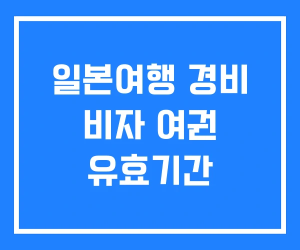 일본여행 경비 비자 여권 유효기간