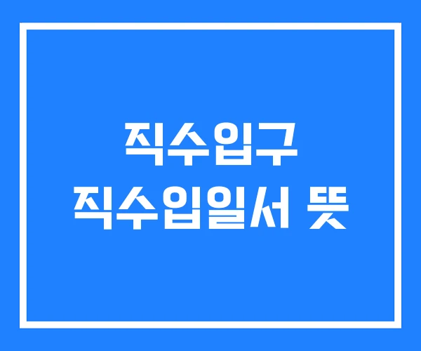 직수입구 직수입일서 뜻 직수입구 직수입일서 뜻