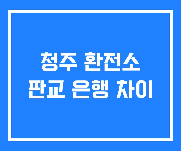 청주 환전소 판교 은행 차이