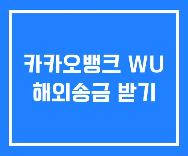 카카오뱅크 WU 해외송금 받기 카카오뱅크 WU 해외송금 받기