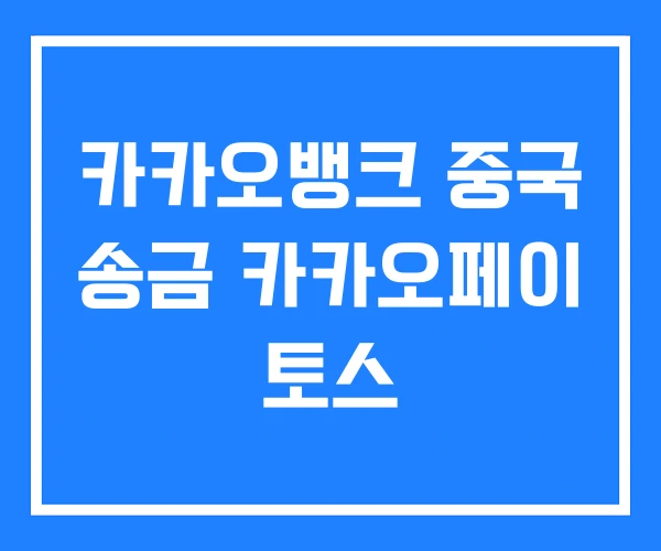 카카오뱅크 중국 송금 카카오페이 토스