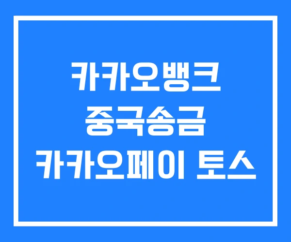 카카오뱅크 중국송금 카카오페이 토스