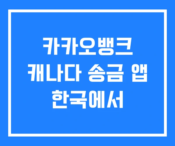 카카오뱅크 캐나다 송금 앱 한국에서 카카오뱅크 캐나다 송금 앱 한국에서