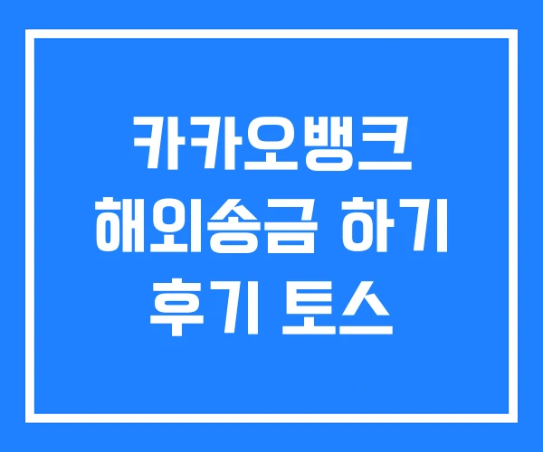 카카오뱅크 해외송금 하기 후기 토스