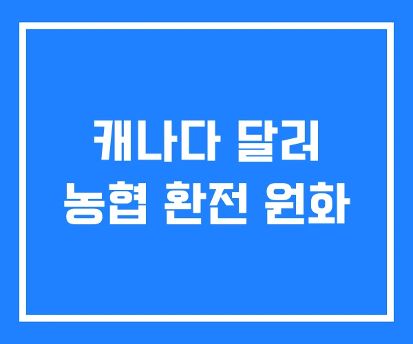 캐나다 달러 농협 환전 원화