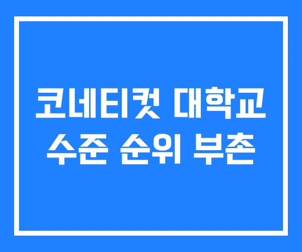 코네티컷 대학교 수준 순위 부촌