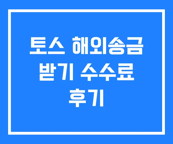 토스 해외송금 받기 수수료 후기