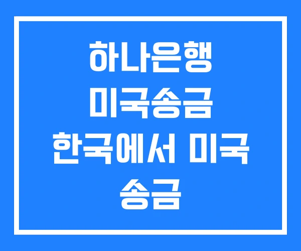 하나은행 미국송금 한국에서 미국 송금 하나은행 미국송금 한국에서 미국 송금