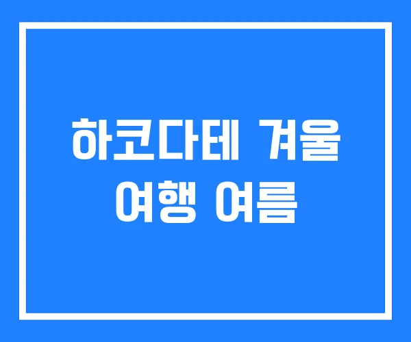 하코다테 겨울 여행 여름