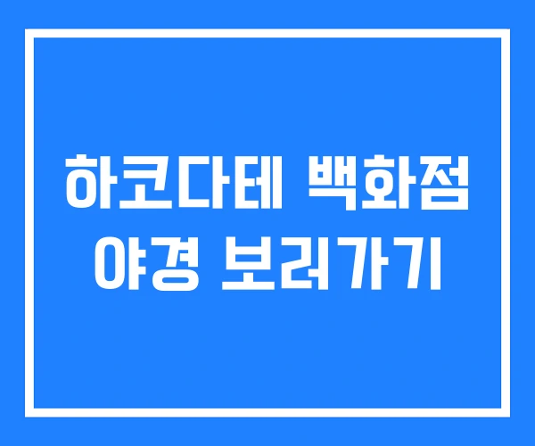 하코다테 백화점 야경 보러가기