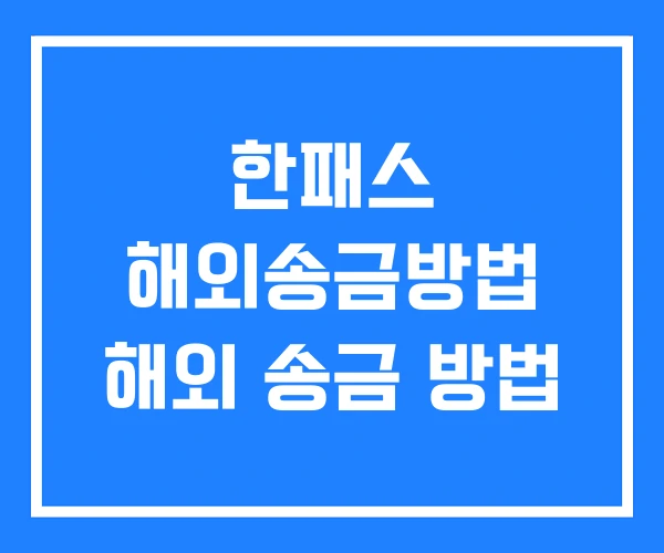 한패스 해외송금방법 해외 송금 방법