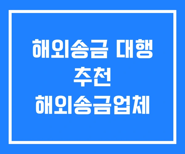 해외송금 대행 추천 해외송금업체