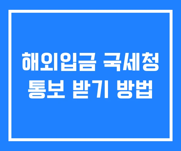 해외입금 국세청 통보 받기 방법 해외입금 국세청 통보 받기 방법