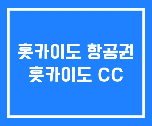 홋카이도 항공권 훗카이도 CC