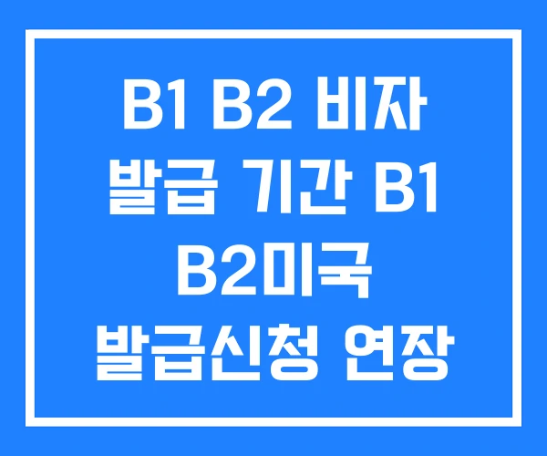 B1 B2 비자 발급 기간 B1 B2미국 발급신청 연장