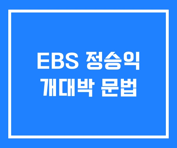 EBS 정승익 개대박 문법 EBS 정승익 개대박 문법