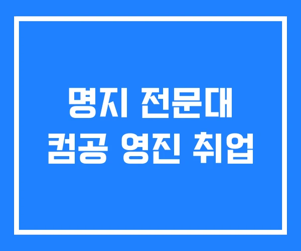 명지 전문대 컴공 영진 취업
