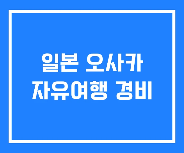 일본 오사카 자유여행 경비 일본 오사카 자유여행 경비