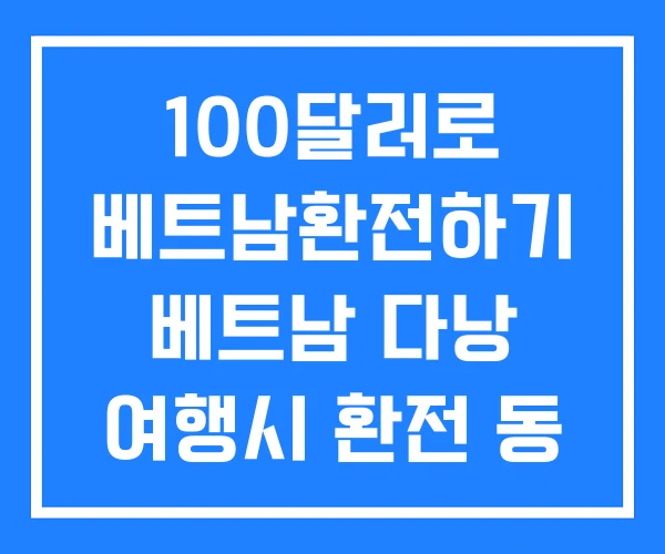 100달러로 베트남환전하기 베트남 다낭 여행시 환전 동