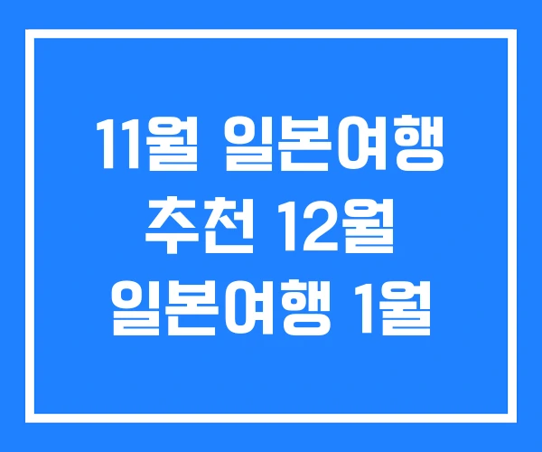 11월 일본여행 추천 12월 일본여행 1월