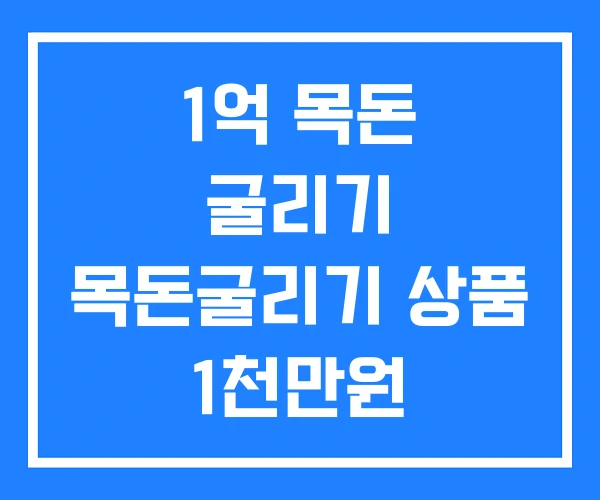 1억 목돈 굴리기 목돈굴리기 상품 1천만원