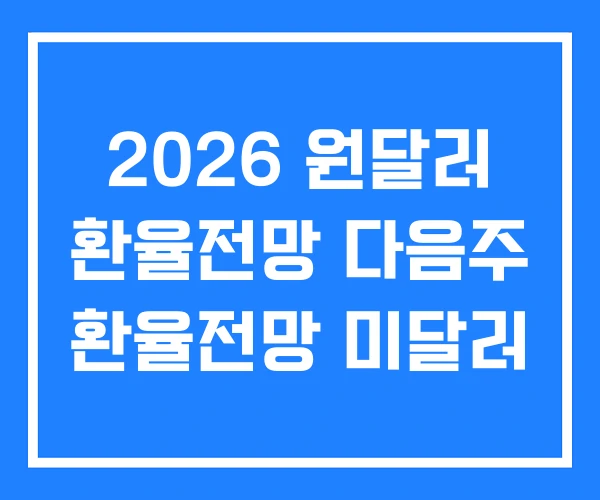 2026 원달러 환율전망 다음주 환율전망 미달러