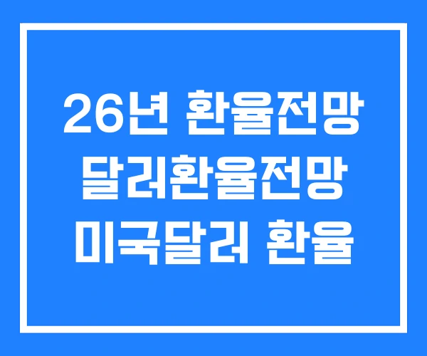 26년 환율전망 달러환율전망 미국달러 환율