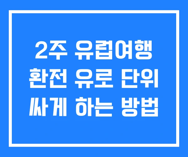 2주 유럽여행 환전 유로 단위 싸게 하는 방법