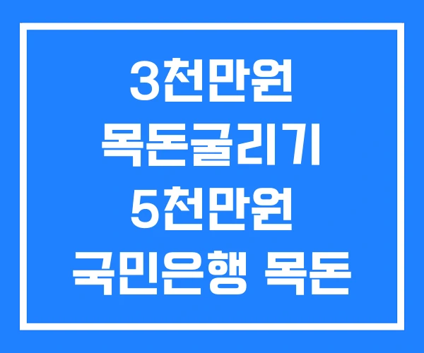 3천만원 목돈굴리기 5천만원 국민은행 목돈 굴리기