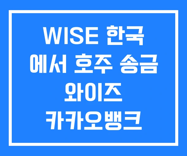 WISE 한국 에서 호주 송금 와이즈 카카오뱅크