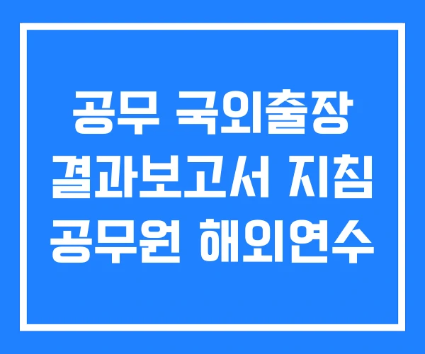 공무 국외출장 결과보고서 지침 공무원 해외연수