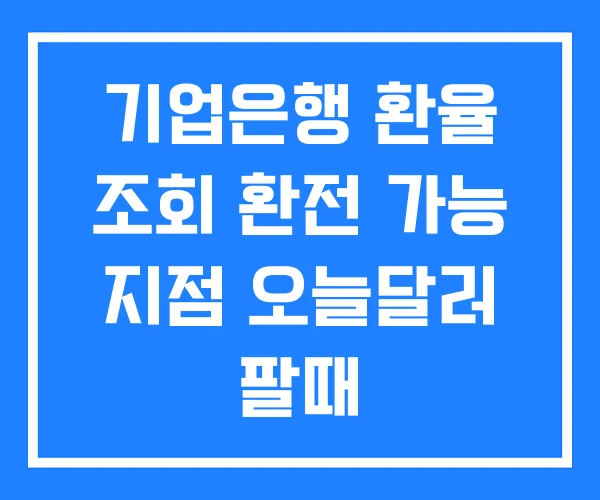 기업은행 환율 조회 환전 가능 지점 오늘달러 팔때