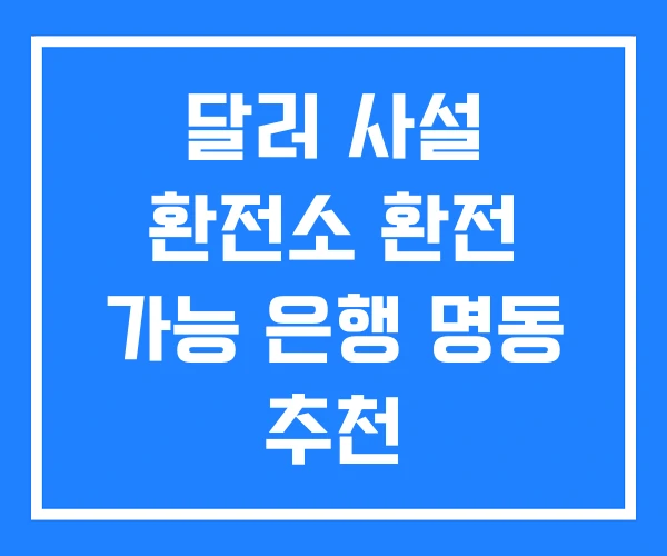 달러 사설 환전소 환전 가능 은행 명동 추천 달러 사설 환전소 환전 가능 은행 명동 추천