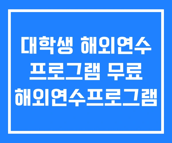 대학생 해외연수 프로그램 무료 해외연수프로그램