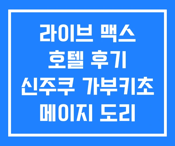 라이브 맥스 호텔 후기 신주쿠 가부키초 메이지 도리