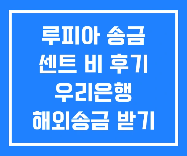 루피아 송금 센트 비 후기 우리은행 해외송금 받기