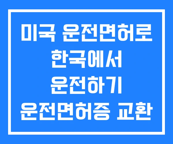 미국 운전면허로 한국에서 운전하기 운전면허증 교환 미국 운전면허로 한국에서 운전하기 운전면허증 교환