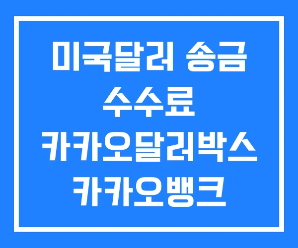 미국달러 송금 수수료 카카오달러박스 카카오뱅크 미국달러 송금 수수료 카카오달러박스 카카오뱅크