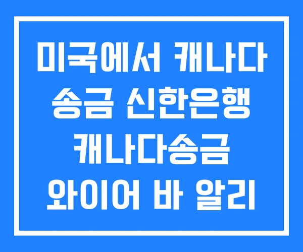 미국에서 캐나다 송금 신한은행 캐나다송금 와이어 바 알리 미국에서 캐나다 송금 신한은행 캐나다송금 와이어 바 알리