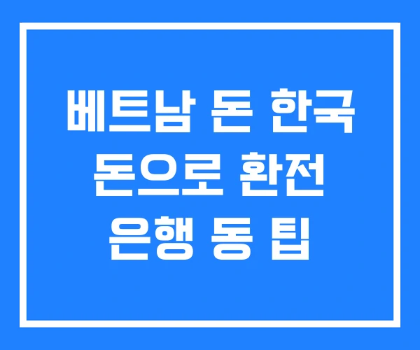 베트남 돈 한국 돈으로 환전 은행 동 팁