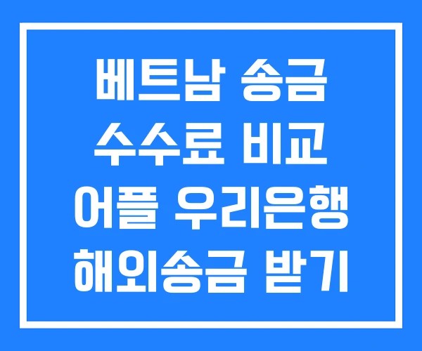 베트남 송금 수수료 비교 어플 우리은행 해외송금 받기 베트남 송금 수수료 비교 어플 우리은행 해외송금 받기