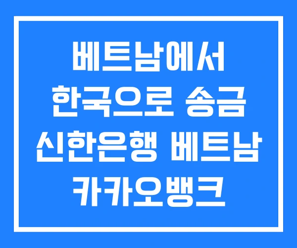 베트남에서 한국으로 송금 신한은행 베트남 카카오뱅크