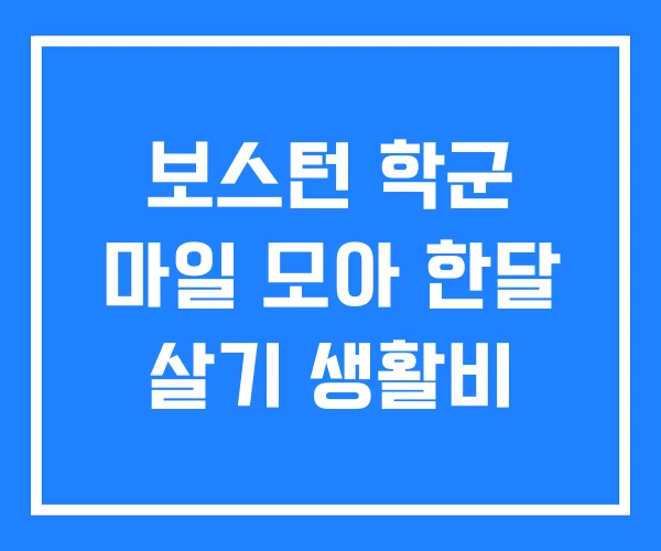 보스턴 학군 마일 모아 한달 살기 생활비 보스턴 학군 마일 모아 한달 살기 생활비