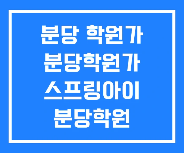 분당 학원가 분당학원가 스프링아이 분당학원