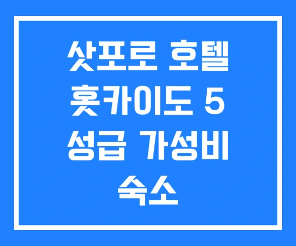 삿포로 호텔 홋카이도 5 성급 가성비 숙소 삿포로 호텔 홋카이도 5 성급 가성비 숙소