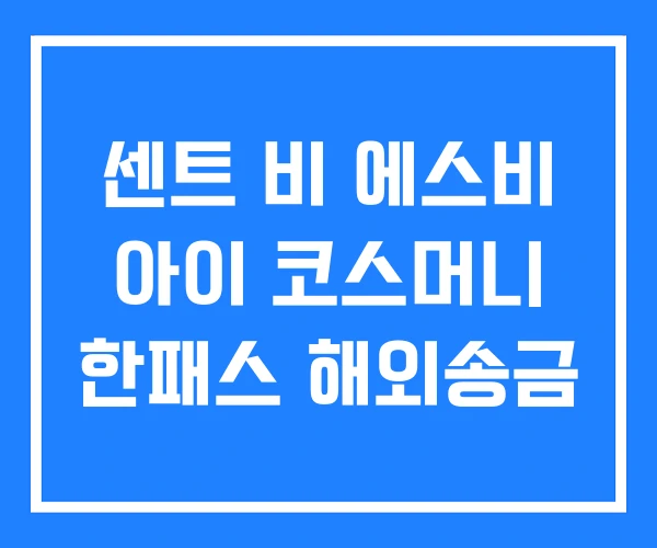 센트 비 에스비 아이 코스머니 한패스 해외송금 센트 비 에스비 아이 코스머니 한패스 해외송금