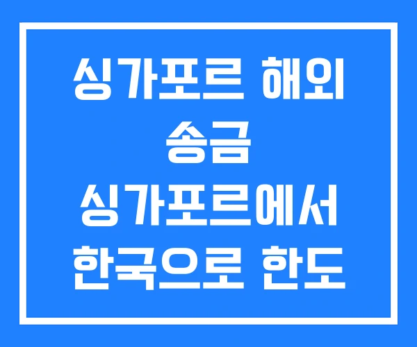싱가포르 해외 송금 싱가포르에서 한국으로 한도