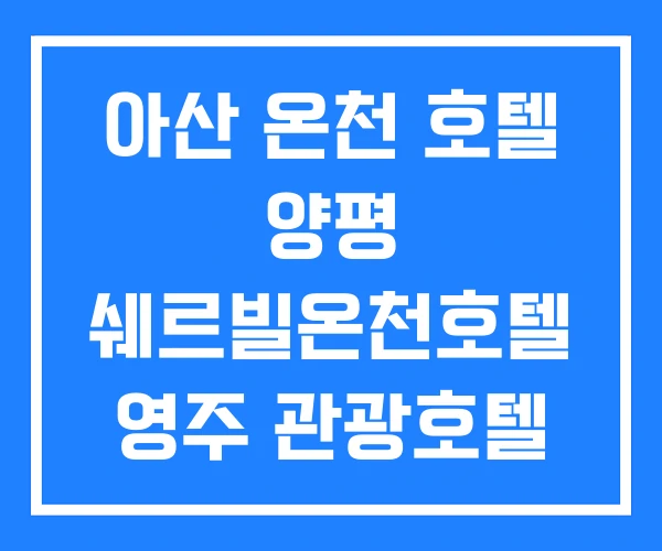 아산 온천 호텔 양평 쉐르빌온천호텔 영주 관광호텔