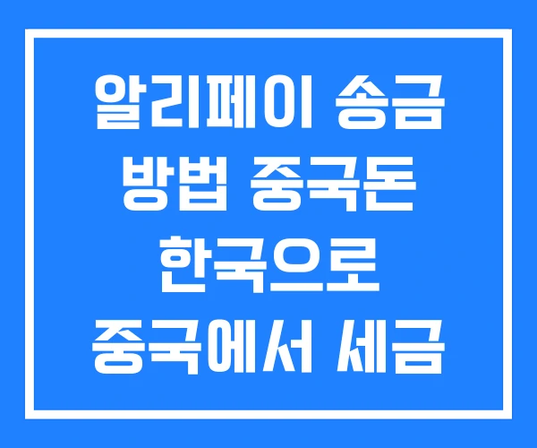 알리페이 송금 방법 중국돈 한국으로 중국에서 세금