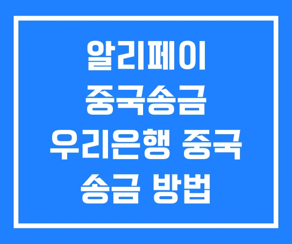알리페이 중국송금 우리은행 중국 송금 방법 알리페이 중국송금 우리은행 중국 송금 방법